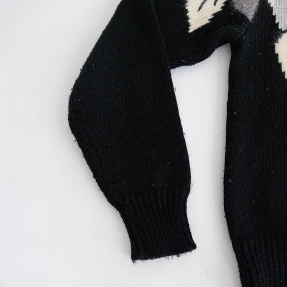 Vintage Joslen Smith  Black with Gold Detail V-Neck Sweater LG - Picture 8 of 12